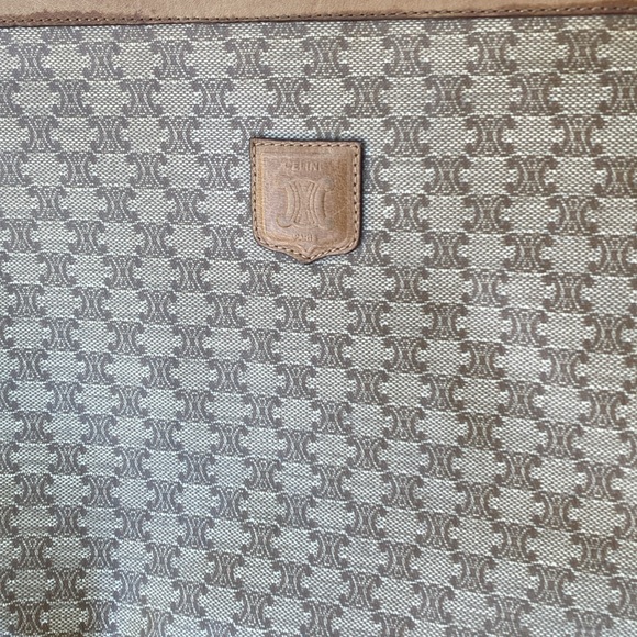 CELINE Clutch Bag Macadam brown coated, canvas monogram, Authentic USED E - Picture 2 of 12